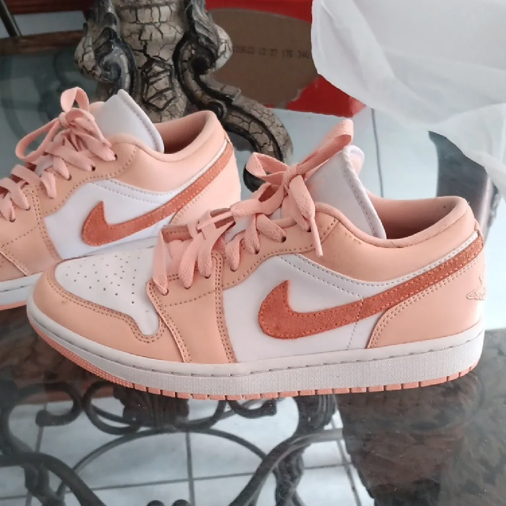 Jordan Women's Peach and White Sneakers - Picture 2 of 3